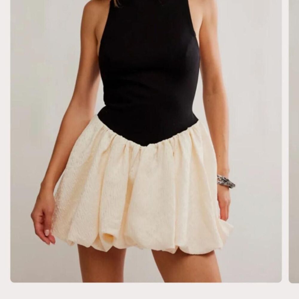 Free-people Women's Black and Cream Skirt